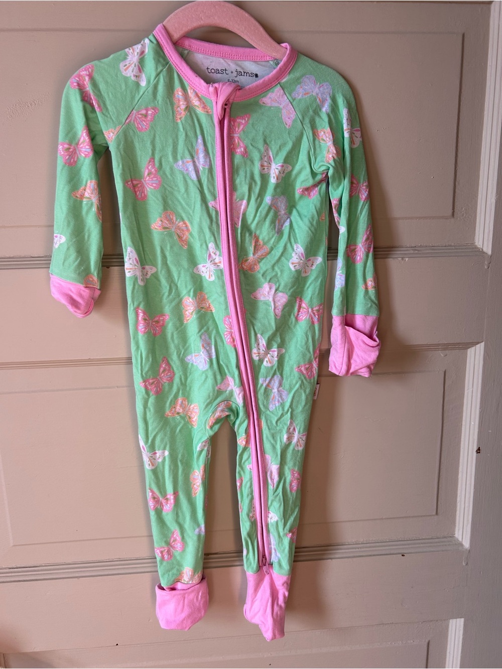 Toast and Jams butterfly green bamboo pajamas - 6-12m